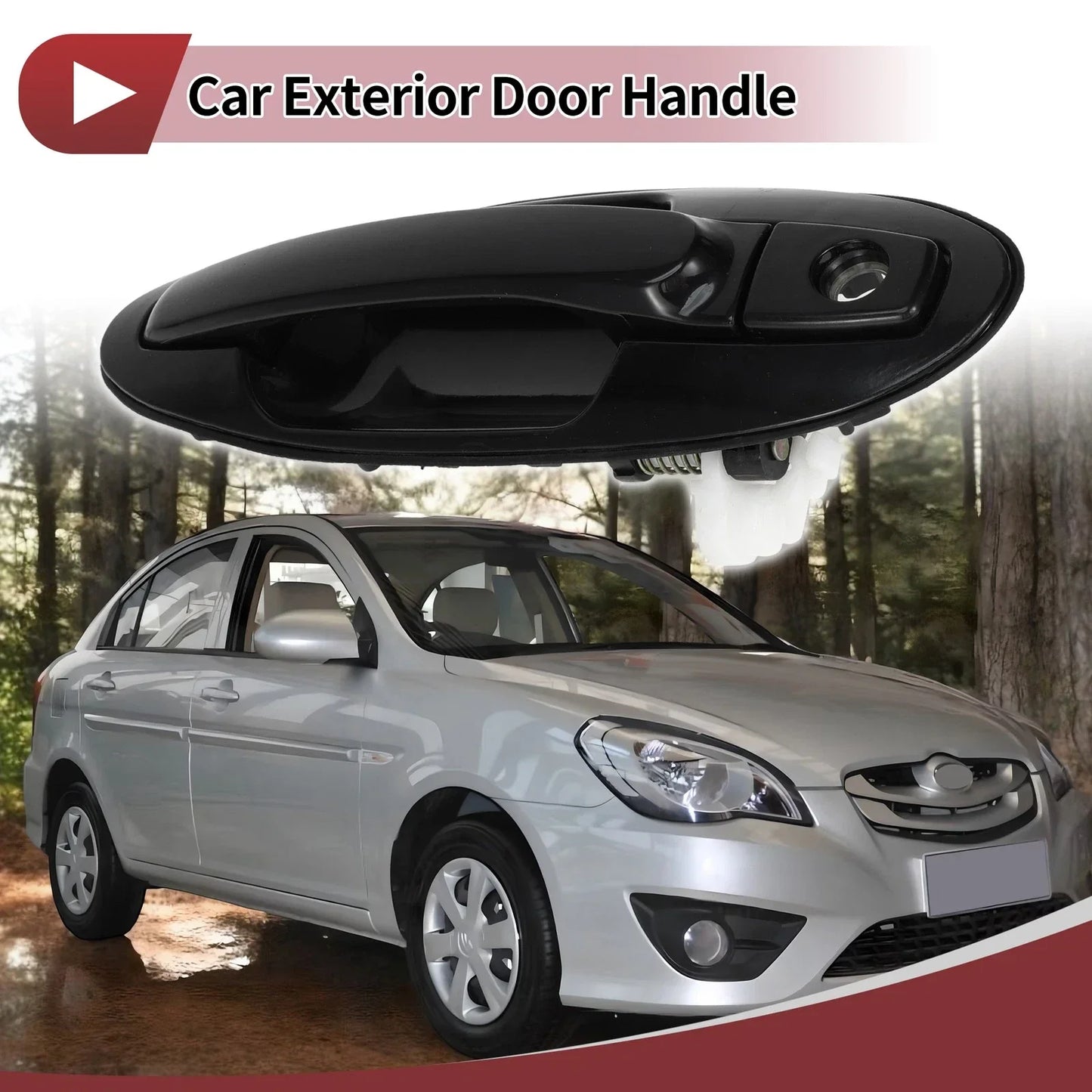 Exterior Door Handle for Hyundai Sonata Front Right Black ABS (2011-2014)