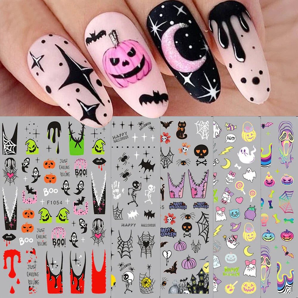 5 Sheets Halloween Nail Art Stickers for DIY Decoration