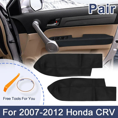 Front Door Panels Armrest Covers 2 x Black for Honda CR-V (2007-2012)