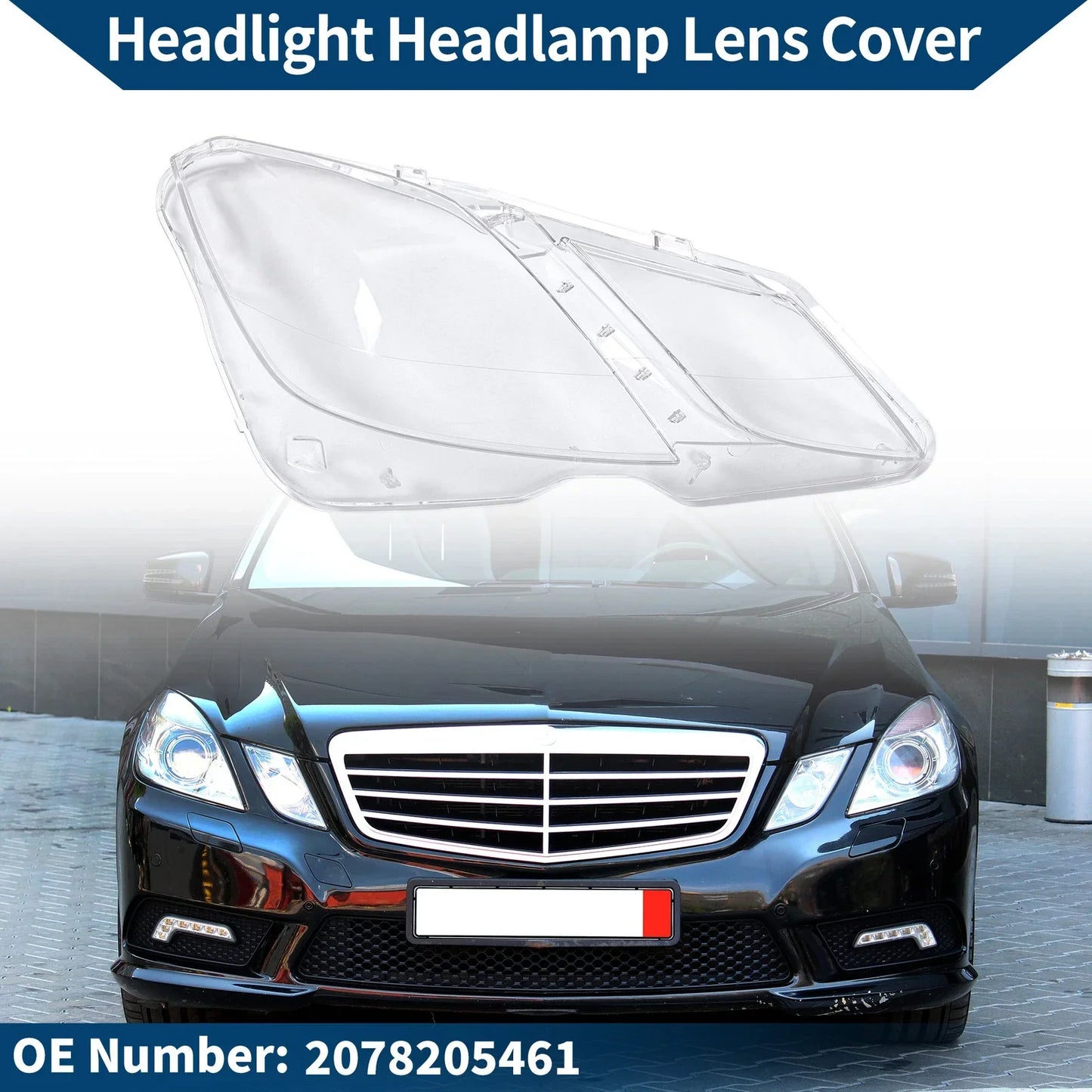 Car Front Right Headlight Lens Cover for Mercedes-Benz E350 (2009-2016)