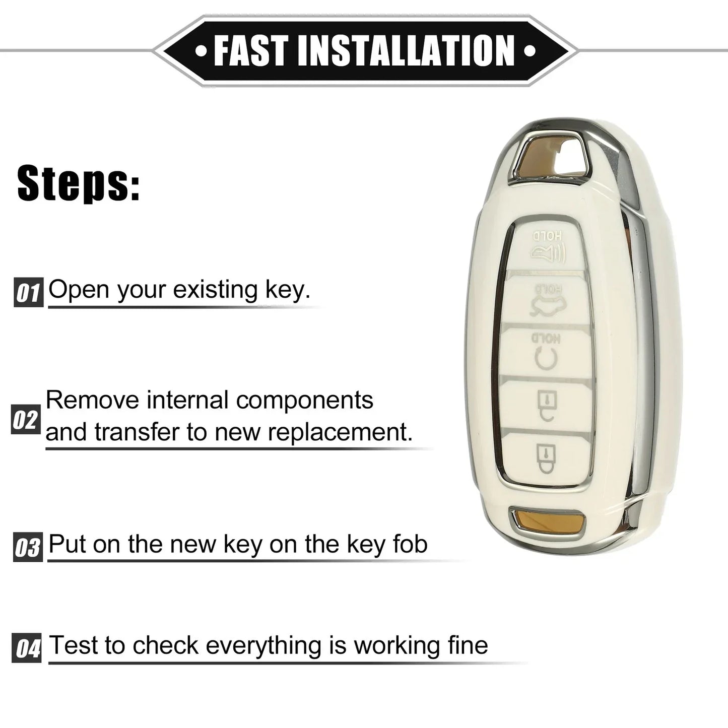 5 x Remote Keyless Key Fob Case Cover for Hyundai Elantra (2011-2016)