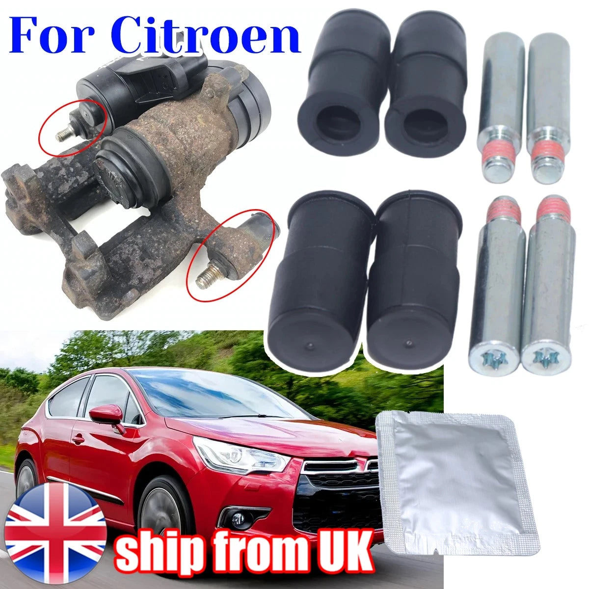 Front Brake Caliper Slider Guide Pins Bolt Kit for Citroën Berlingo (2004–2018)