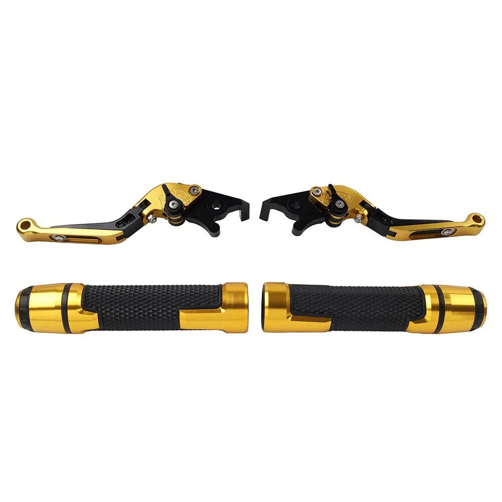 Gold Extendable Brake Clutch Levers Grip Set for Kawasaki ZX6R