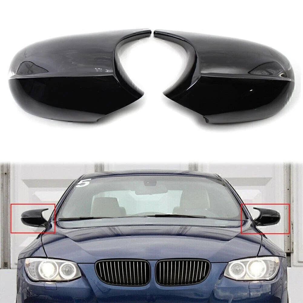 Gloss Black Side Rear Mirror Cover Caps for BMW E90 3 Series (2009-2011)