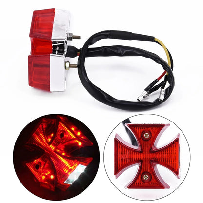 1x Motorcycle Cross Red LED Brake Running Turn Signal Tail Light for Custom Cruiser