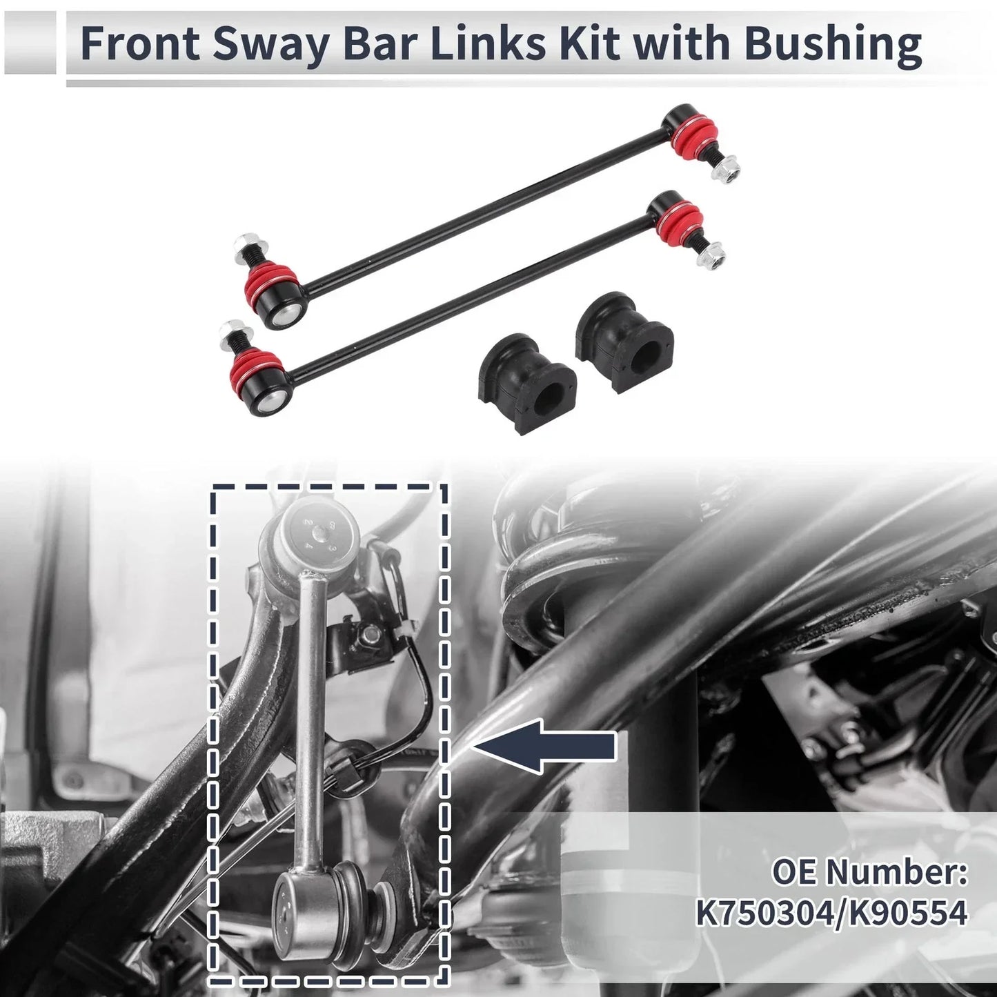 Front Stabilizer Bar Links with 2 Pcs Bushing for Honda Odyssey (2005-2010)