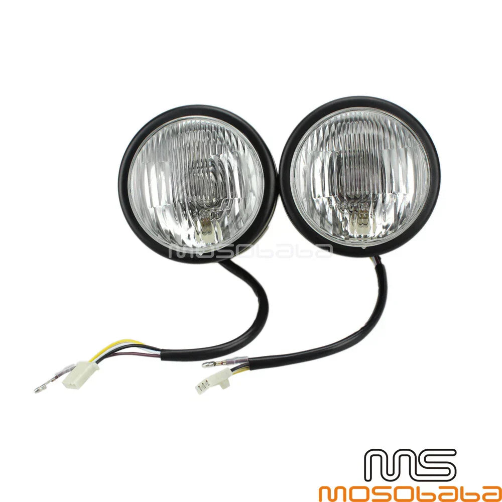 4" Black Dual Round Headlight for Honda Harley Cafe Racer