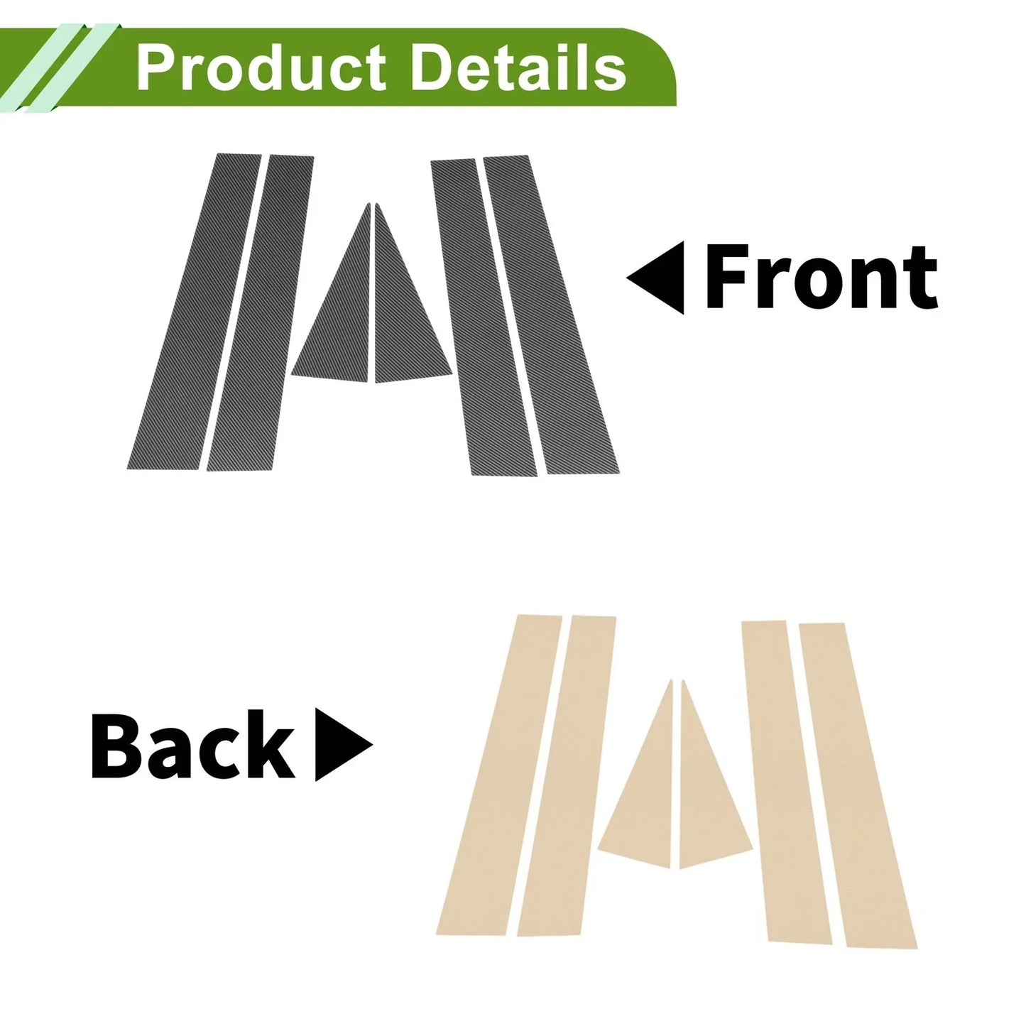 6 x Pillar Window Trim for Chevy Captiva (2006-2015) Carbon Fiber Black