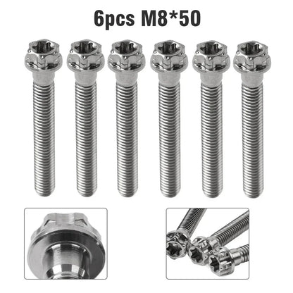 6pcs M8x50mm Titanium Torx Head Flange Screws for Motorcycle Bike