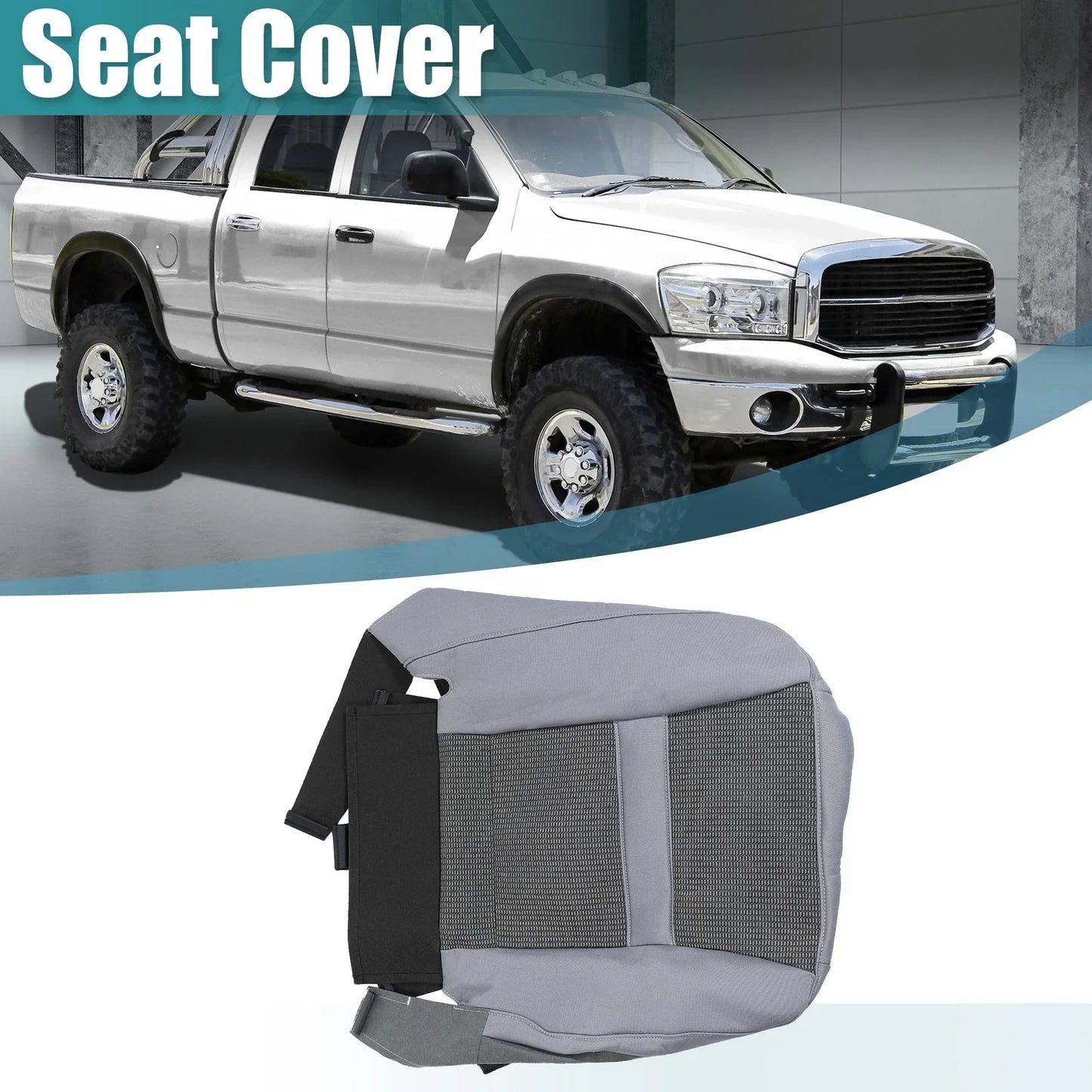 Gray Driver Side Bottom Cloth Seat Cover for Dodge Ram 1500 2500 3500 (2006-2009)