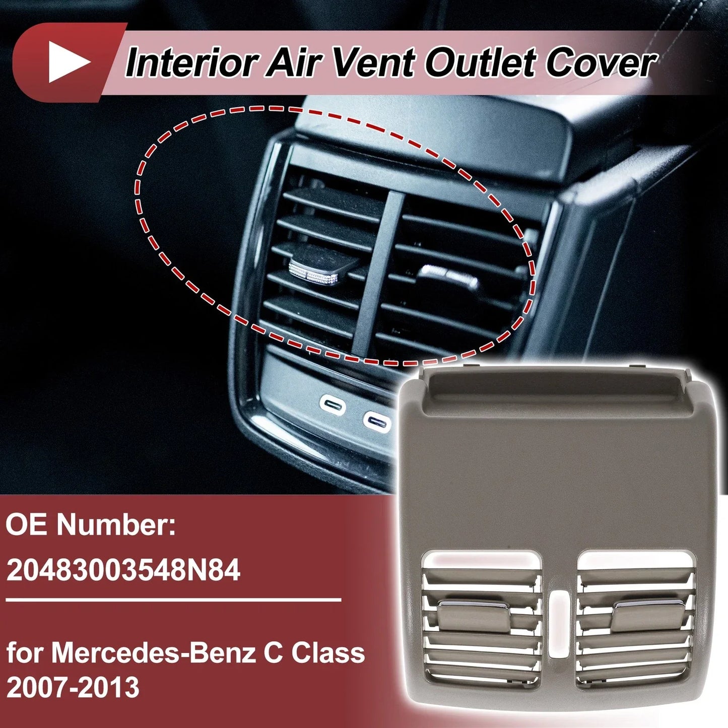 Rear Center Console Air Outlet Vent Grille for Mercedes-Benz (2003-2012)