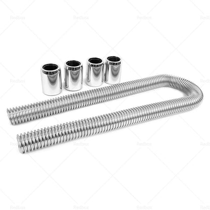 48" Flexible Stainless Steel Radiator Hose Kit for Car Polished