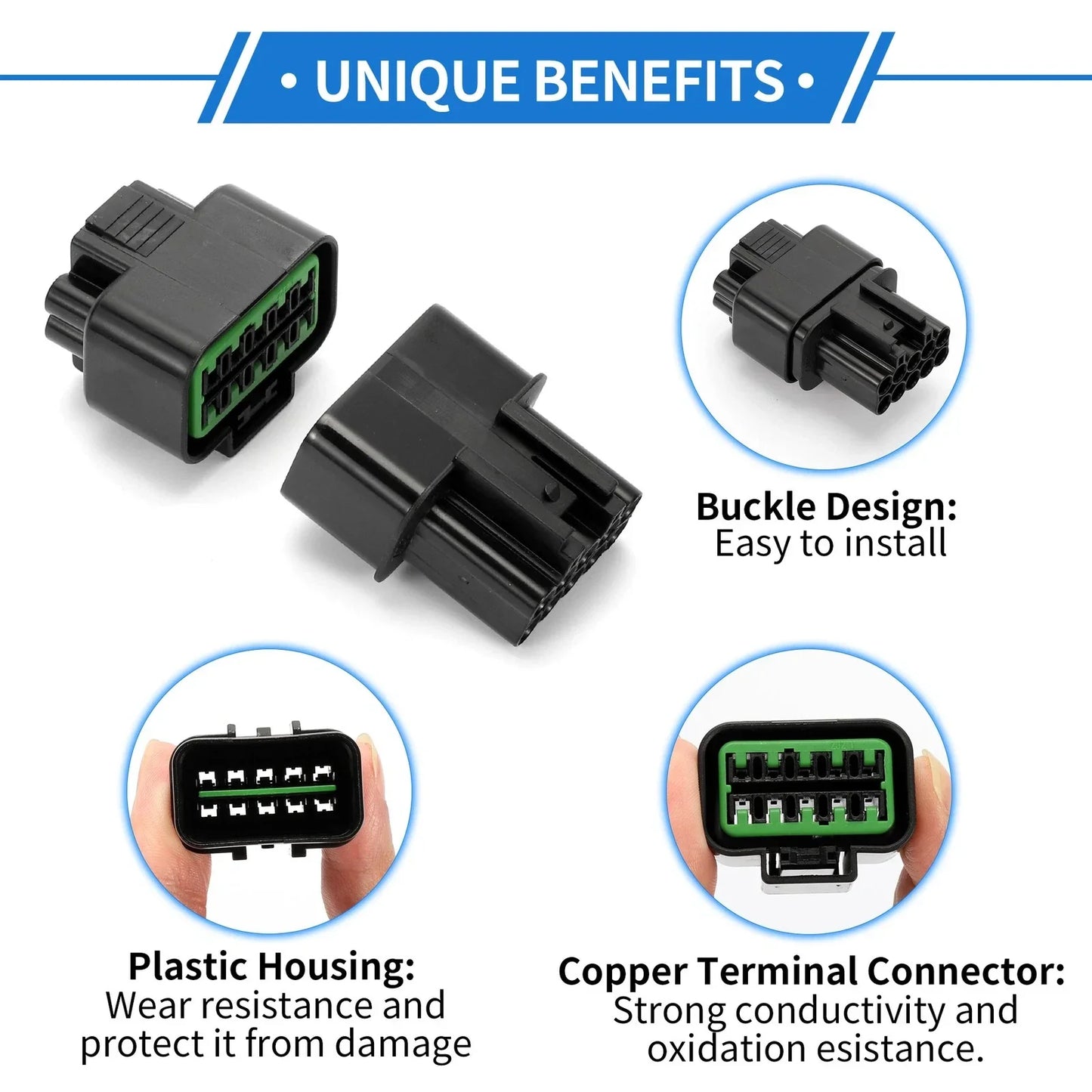 10 Pin Car Wiring Harness Connector Plug for Hyundai & Kia - 2 x Sets