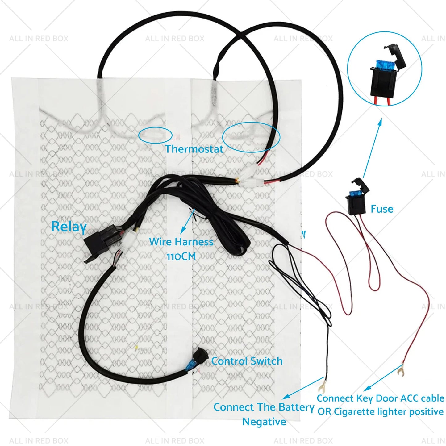 4 x 12V Universal Carbon Fiber Heated Seat Heater Kit for Car