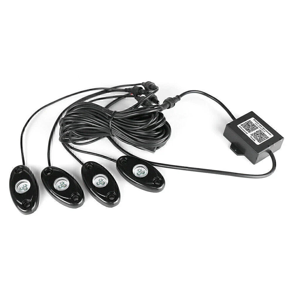 4x RGB LED Rock Lights for Car - Wireless Bluetooth Music Control Lamp