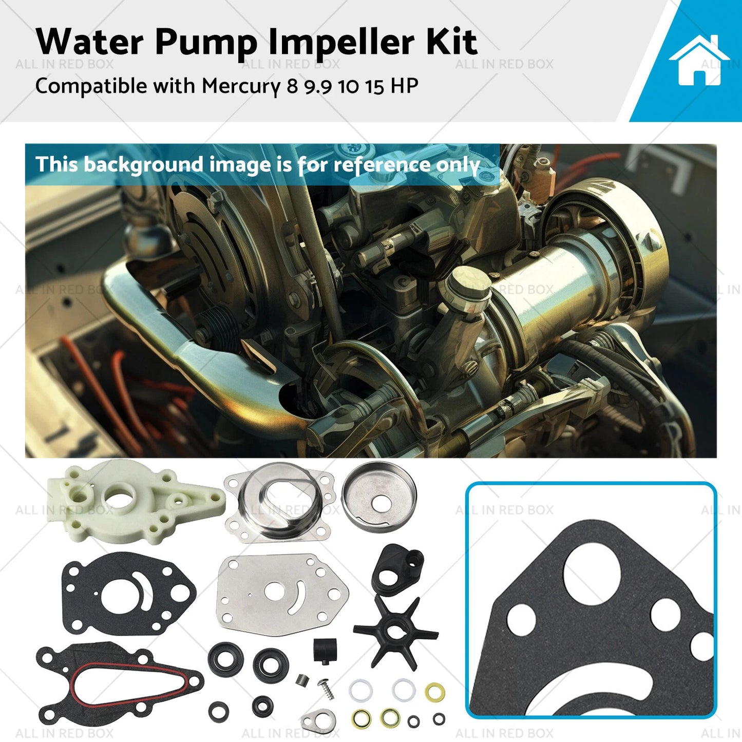 Water Pump Impeller Kit for Mercury 8-15 HP Outboards