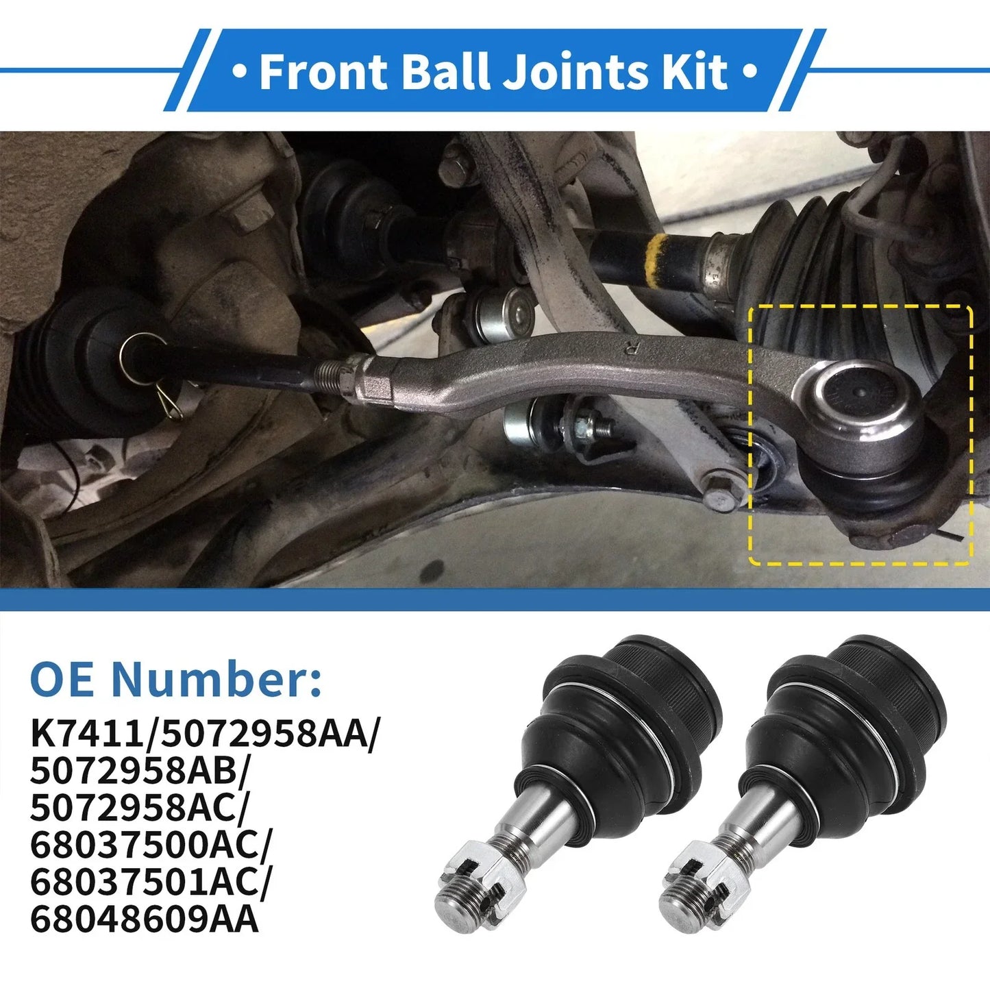 2 x Front Lower Ball Joints for Dodge Ram 1500 (2002-2005)