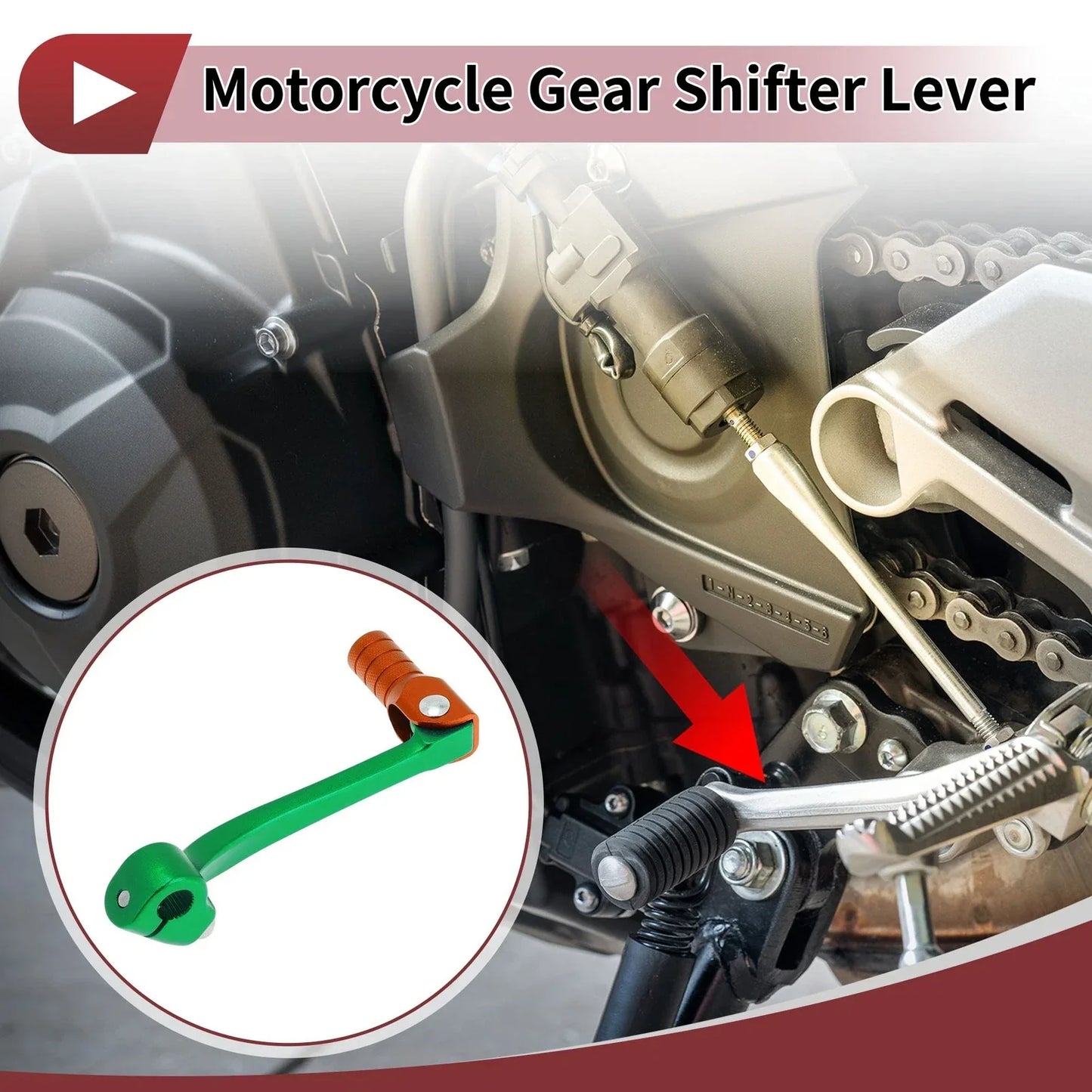 Folding Motorcycle Gear Shifter Lever for Honda CRF110F (2013-2018) Green Orange