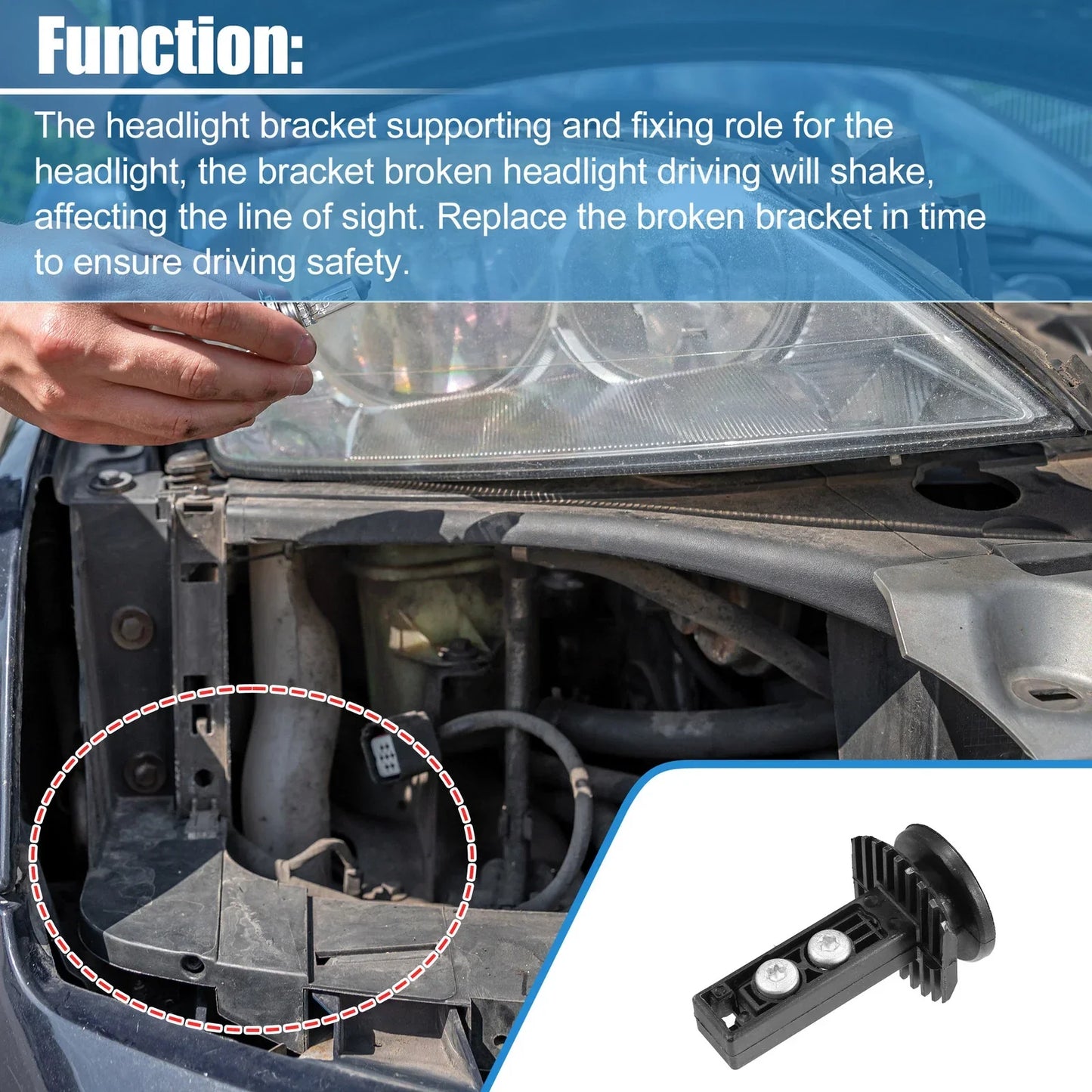 Left or Right Side Headlight Support Mount Bracket for Mercedes Benz W204 (2007-2014)
