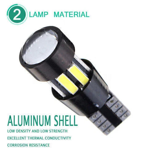 T10 White LED 194 10-SMD W5W Car Wedge Side Light Bulb for Vehicle