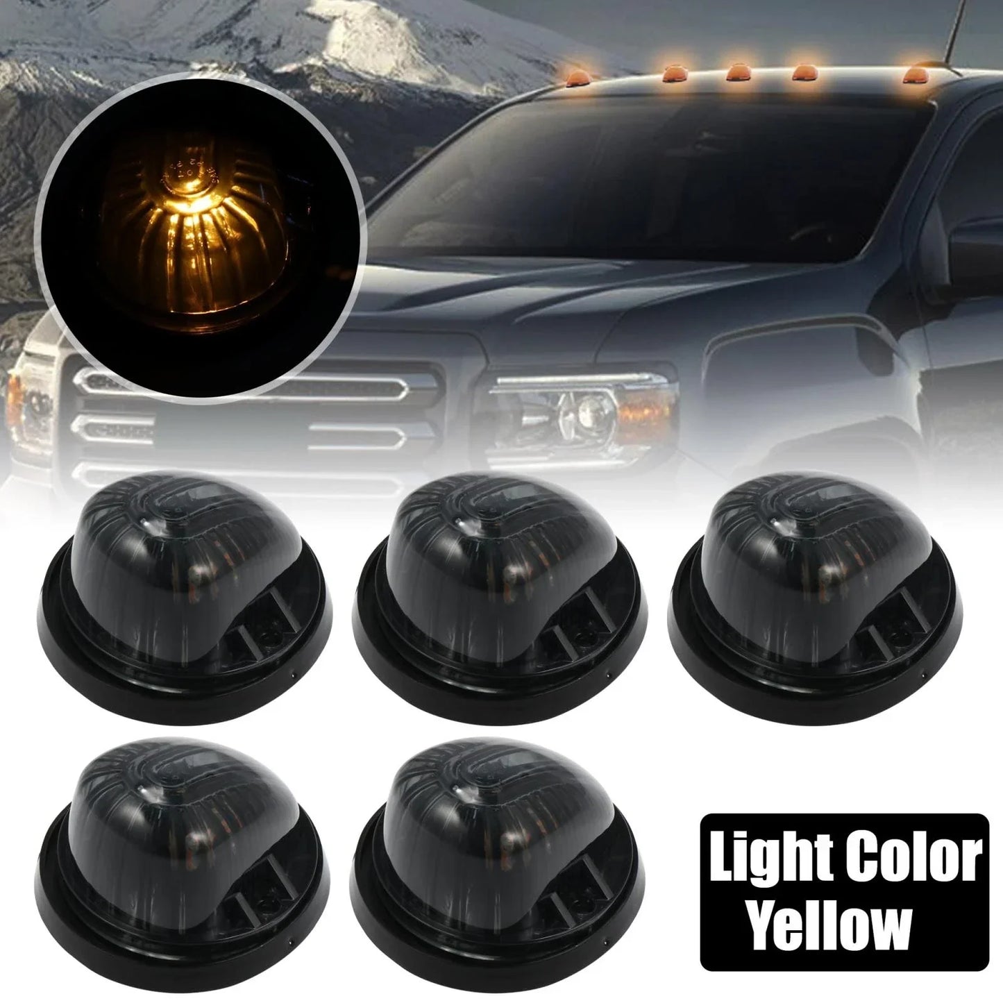 5 x Smoked Black Cab Marker Light Covers for GMC C1500 (1979-1984, 1986)