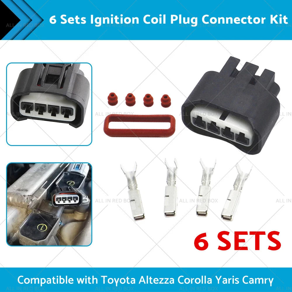6 x Ignition Coil Plug Connectors for Toyota Yaris (2007-2011)