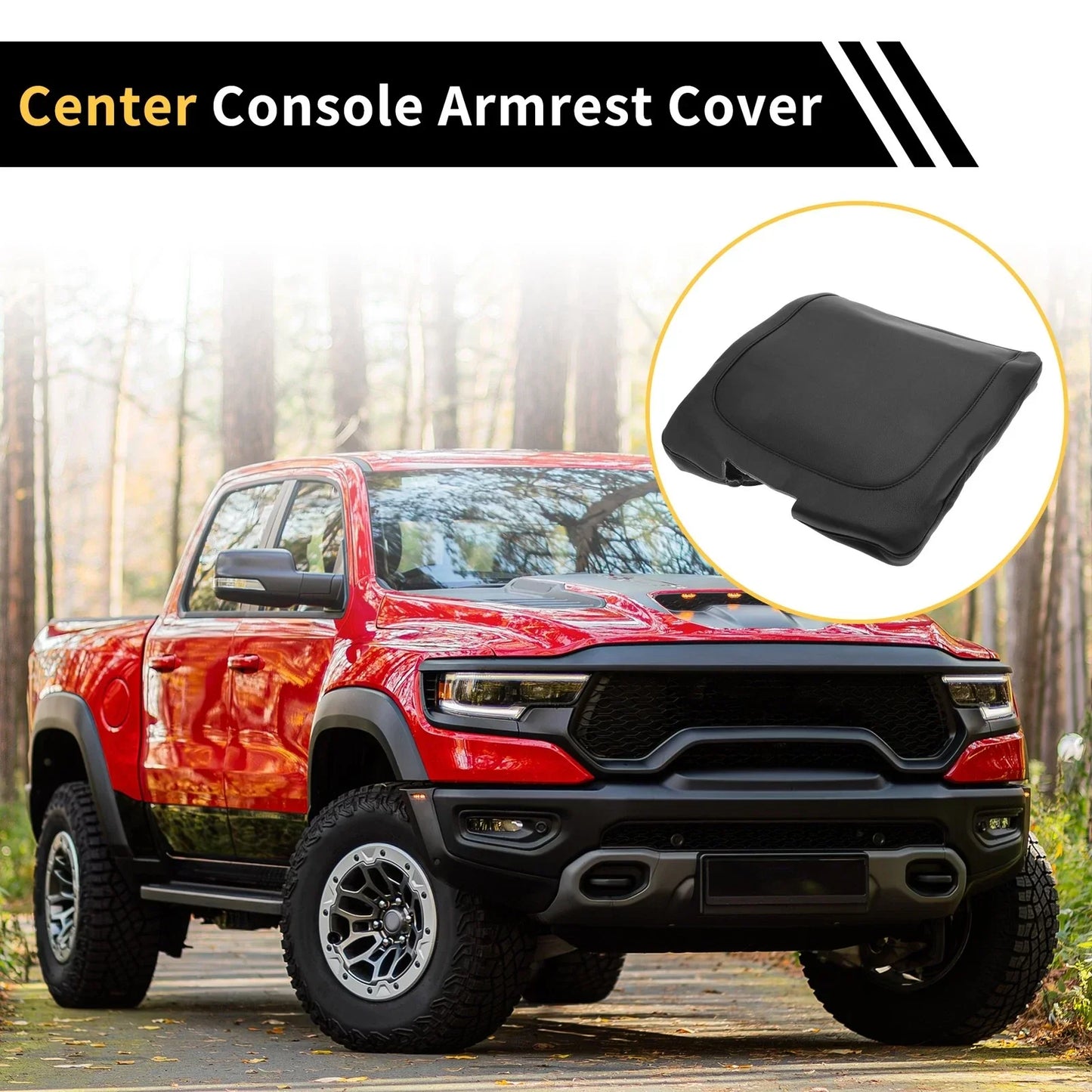 Center Console Armrest Cover for Dodge Ram Microfiber Leather (2019-2023)