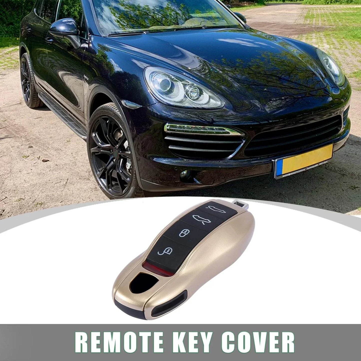 Gold Tone Car Remote Key Cover Fob Case for Porsche Cayenne Panamera (2003-2023)