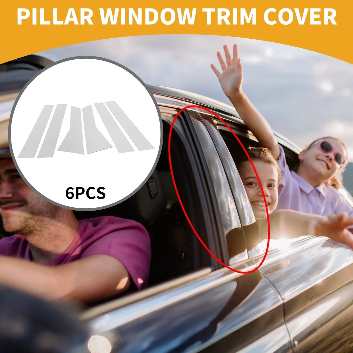6 x Car Pillar Window Trim Covers for Honda CR-V (2012-2016) Chrome Silver