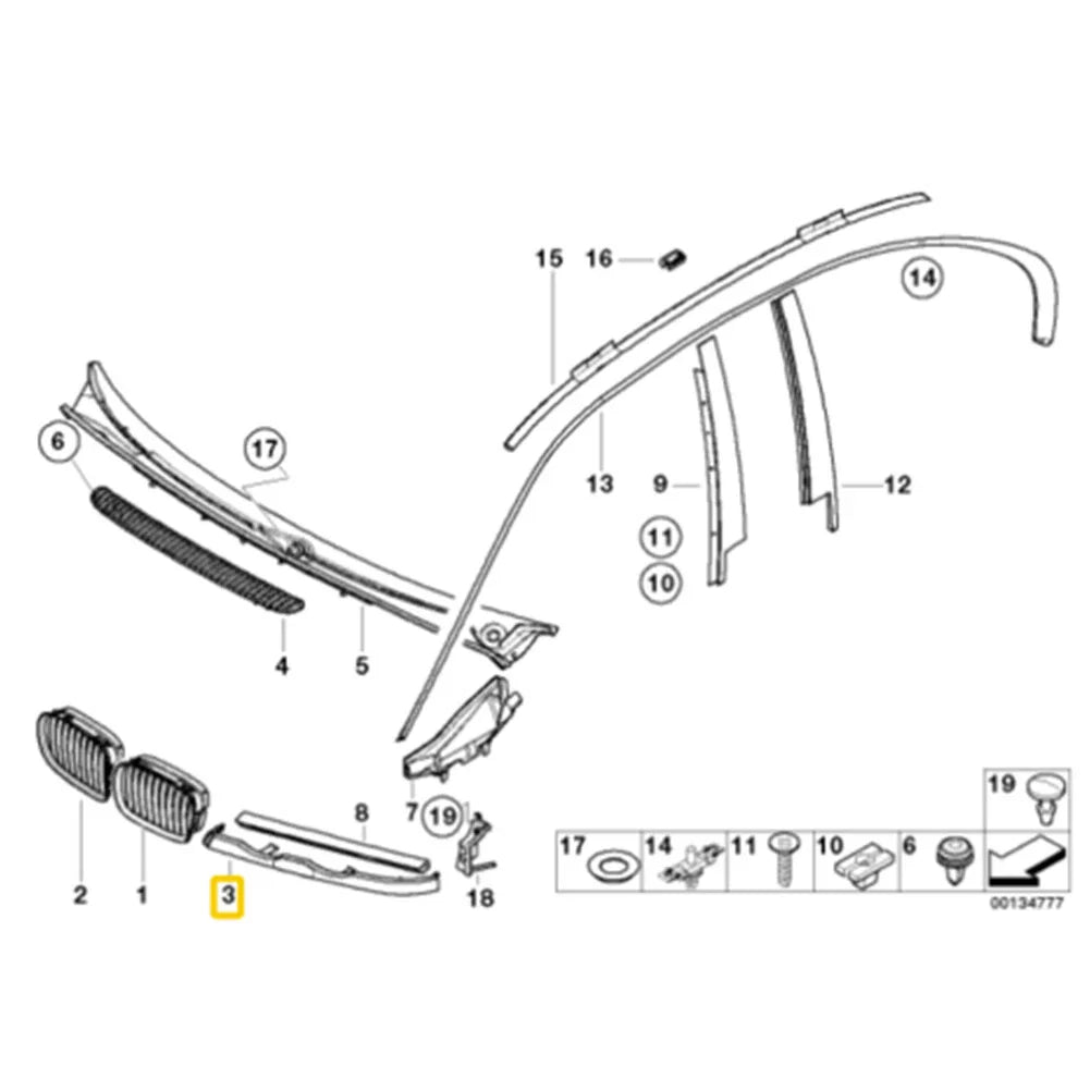 Front Under Headlight Molding Cover for BMW 3 Series E46 (1998-2005)