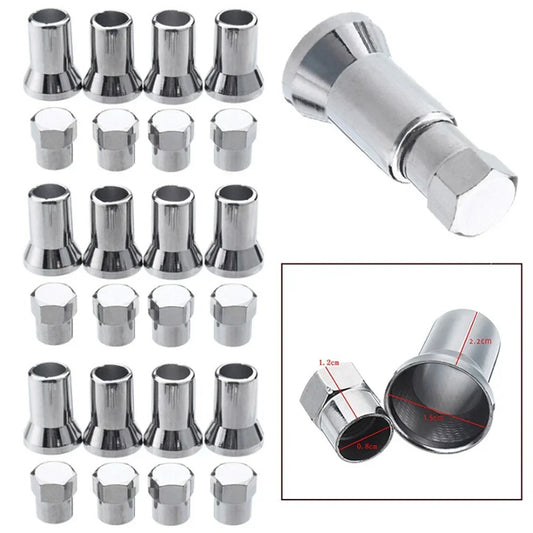 12x TR413 Chrome Tire Wheel Tyre Valve Stem HexCaps with Sleeve Covers for Car/Truck