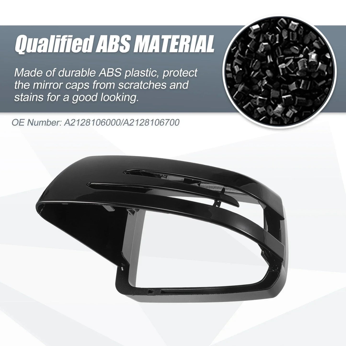 Gloss Black Rearview Mirror Cover Cap for Mercedes Benz A Class B Class (2013-2023)