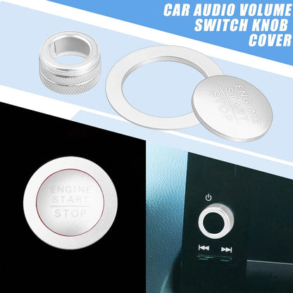 3 x Media Audio Volume Switch Knob Covers for Honda Civic (2022-2023) Silver