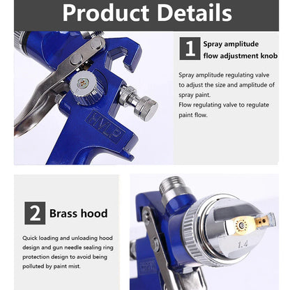 600ml Cup HVLP H827 Spray Gun Airbrush 1.4mm Nozzle for Car