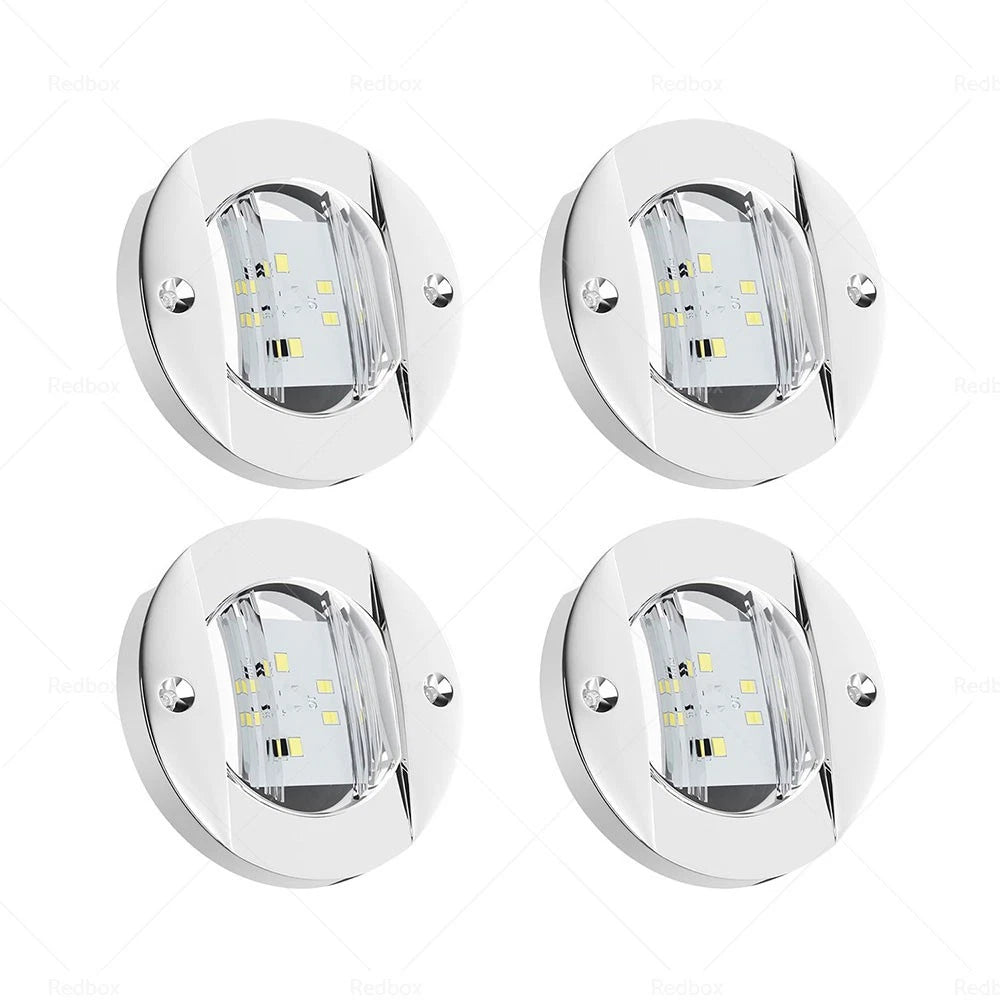 4 x Round LED Marine Boat Courtesy Lights - White (Various Years)