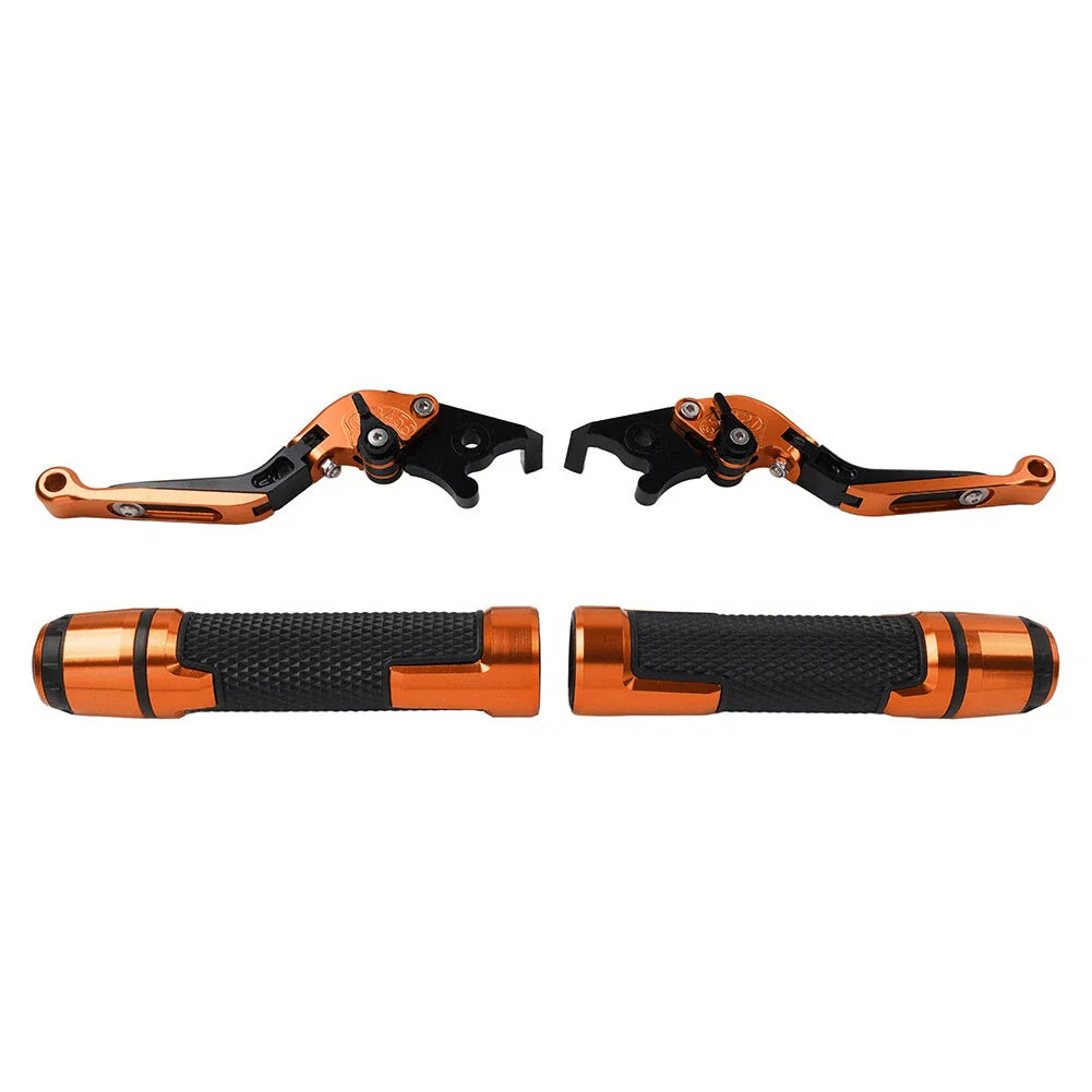 Orange Extendable Brake Clutch Levers & Handlebar Grips for Honda CBR600RR (2003-2016)