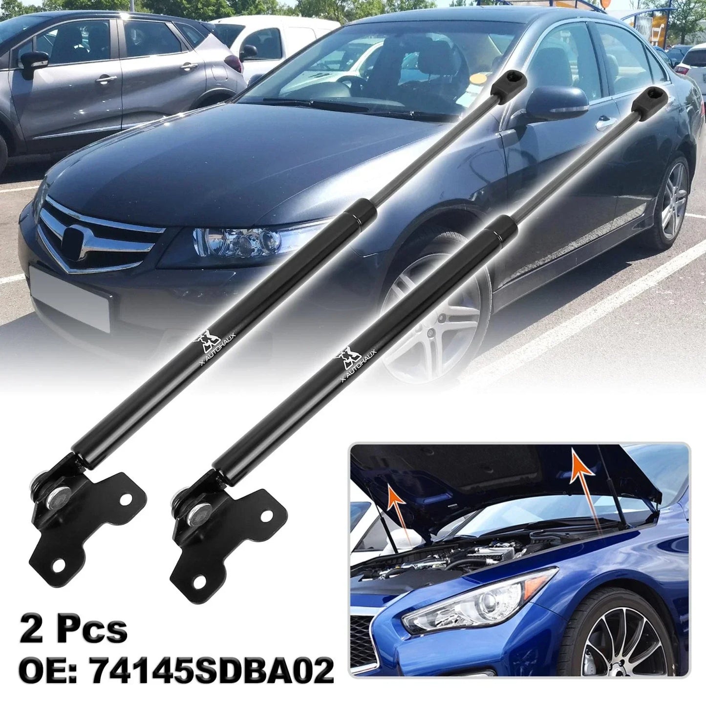 2 x Front Hood Lift Supports Struts for Honda Accord (2003-2007)