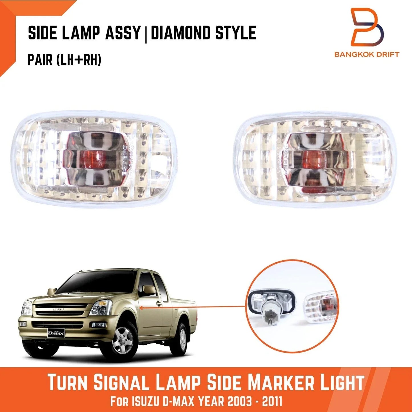 Fender Guard Flasher Indicator Light for Isuzu D-Max Holden Rodeo (03-11)