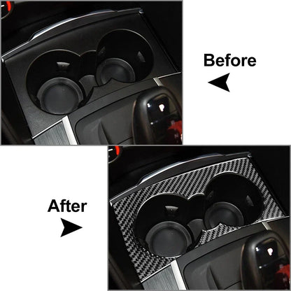 Carbon Fiber Water Cup Holder Panel Cover for Alfa Romeo Giulia (2017-2019)