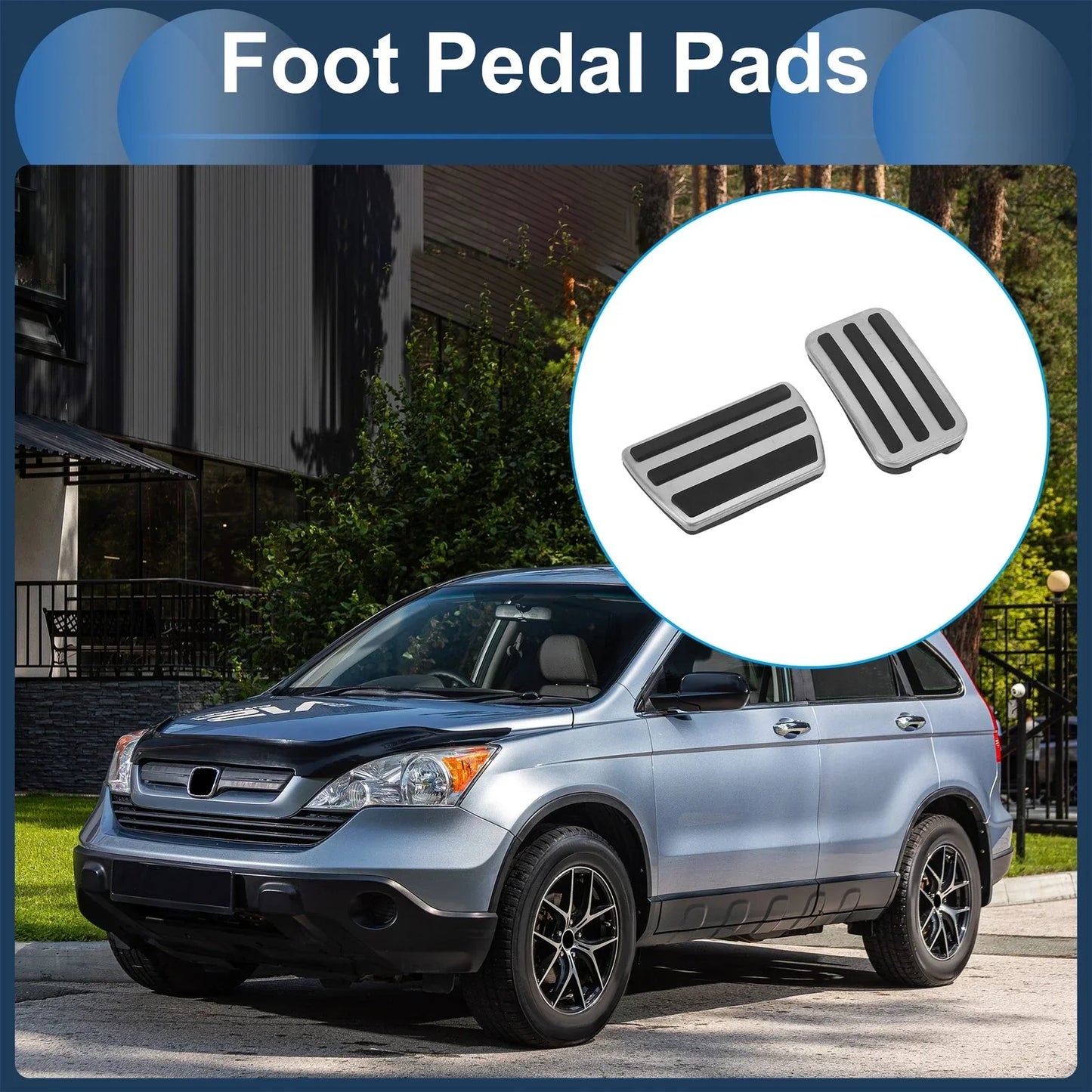 2 x Foot Accelerator Pedal Covers for Honda CR-V (2017-2022) Silver Tone