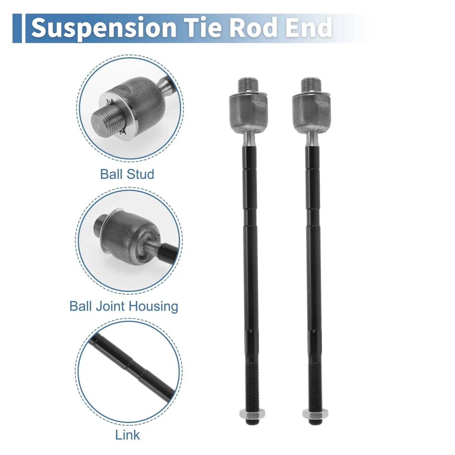 2 x Front Inner Tie Rod End Links for Honda CR-V (2007-2008)