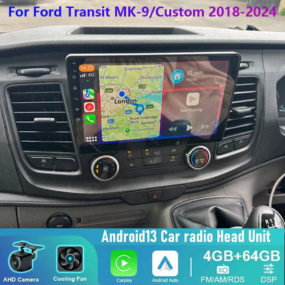 Wireless Carplay Android Head Unit for Ford Transit MK-9/Custom (2018-2024)