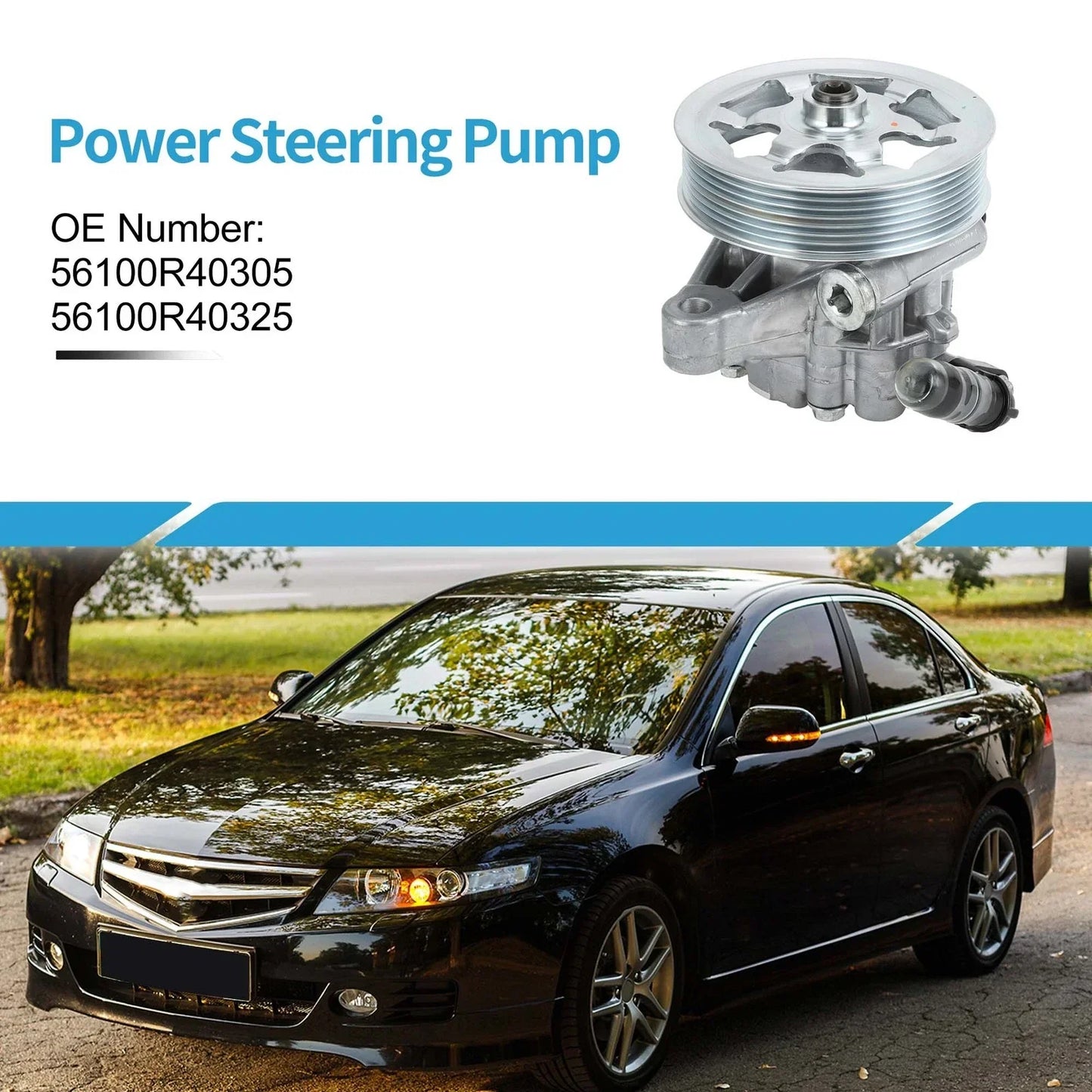 Power Steering Pump with Pulley for Honda Accord 2008-2012 2.4L