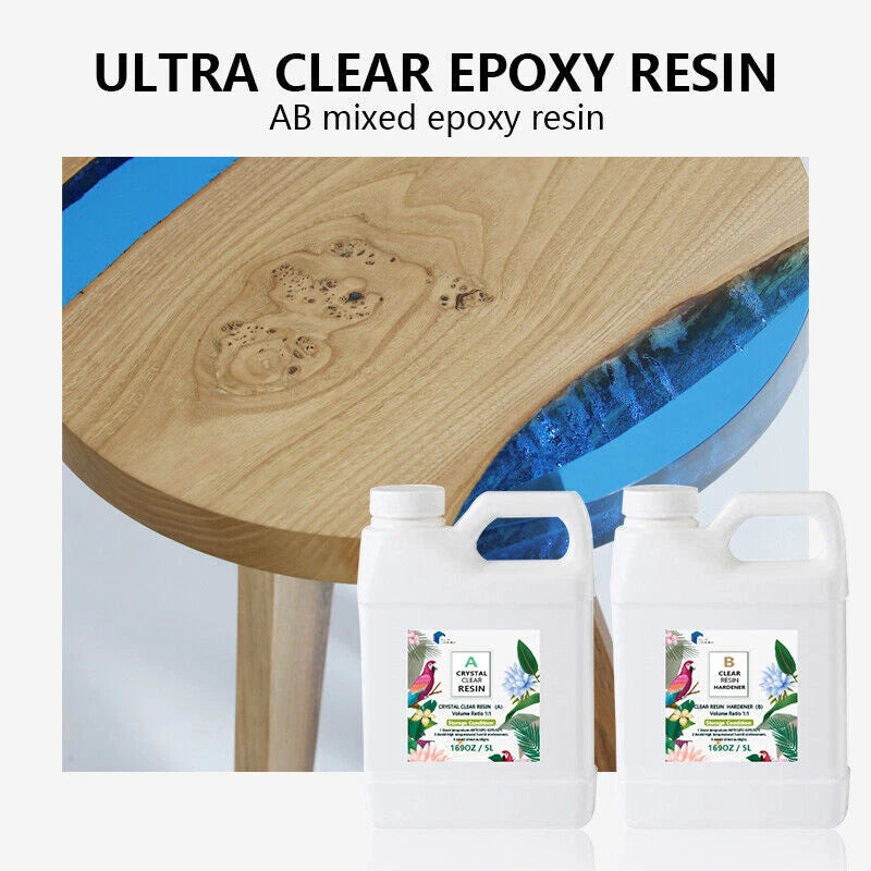 1L Epoxy Resin 1:1 AB Kit for Art DIY UV Crafts Glass & Water Coating