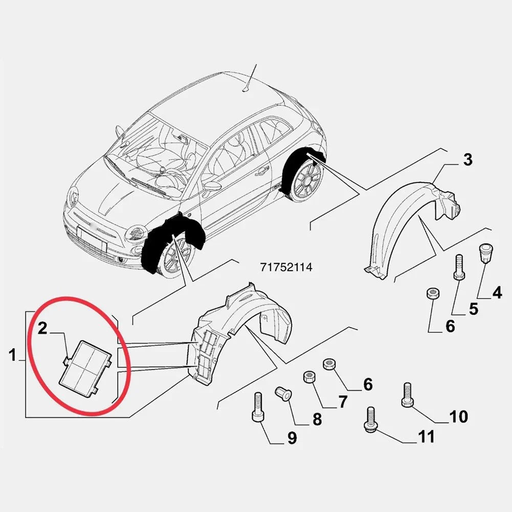 Black Wheel Arch Liner Covers for Fiat 500 (2007-2020)