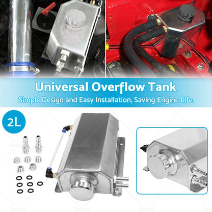 2L Aluminum Coolant Radiator Overflow Tank for Universal Vehicles (N/A)