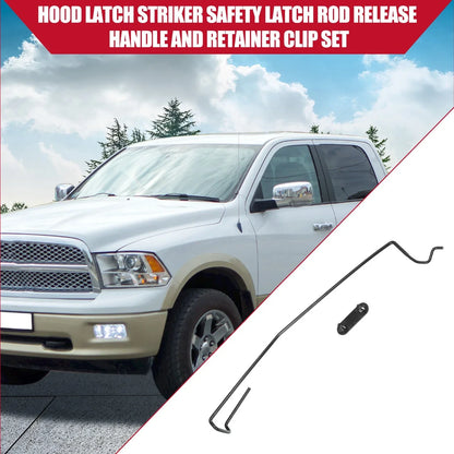 Hood Latch Rod Release Handle & Retainer Clip Set for Dodge Ram
