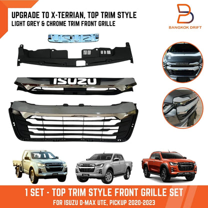 Light Grey Chrome Front Grille Upgrade for Isuzu D-Max Ute (2020-2023)