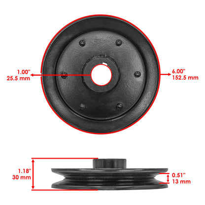 Deck Spindle Pulley Replacement 6 Inch for Land Pride AT2572 AT2672 (2005–2015)
