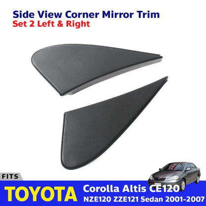LH+RH Side View Mirror Trim Corner Triangle Fits Toyota Corolla Altis 2001-07 DE